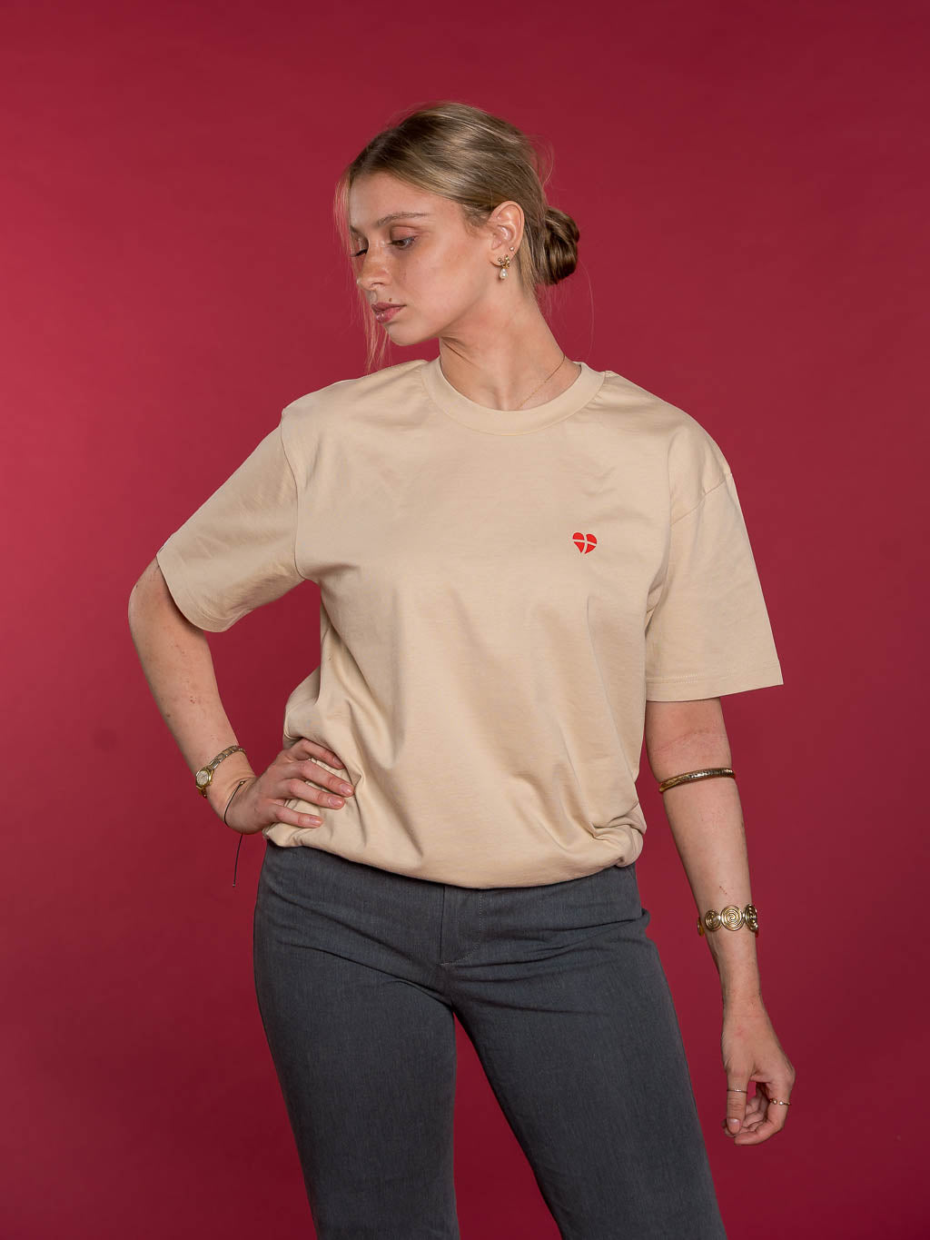 T-Shirt Oversized offiziell leiwand Beige
