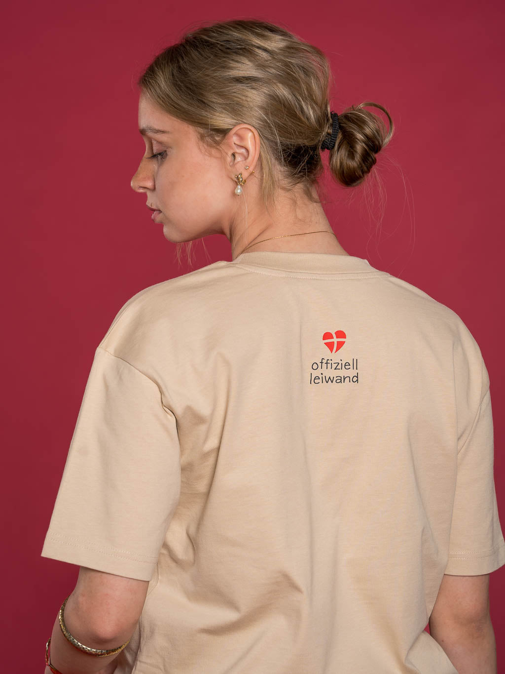 T-Shirt Oversized offiziell leiwand Beige